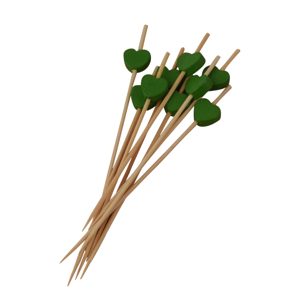 100Pcs Bamboo Fruit Picks Disposable Cocktail Toothpicks Food Sandwich Pick Sticks Party Supplies (Dark Green)