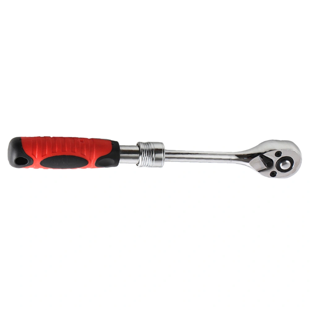 3/8 inch Telescopic Wrench Swivel Head Flex Head Ratchet Quick-Release Easy to Use Tooth Round Head (Red)