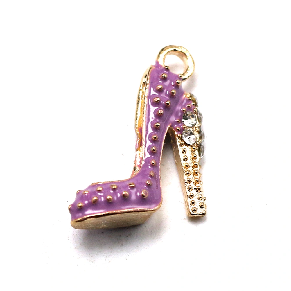 10PCS Alloy High Heels Shape Pendants Jewelry Making Accessory Charms for Bracelet Earrings (Purple)