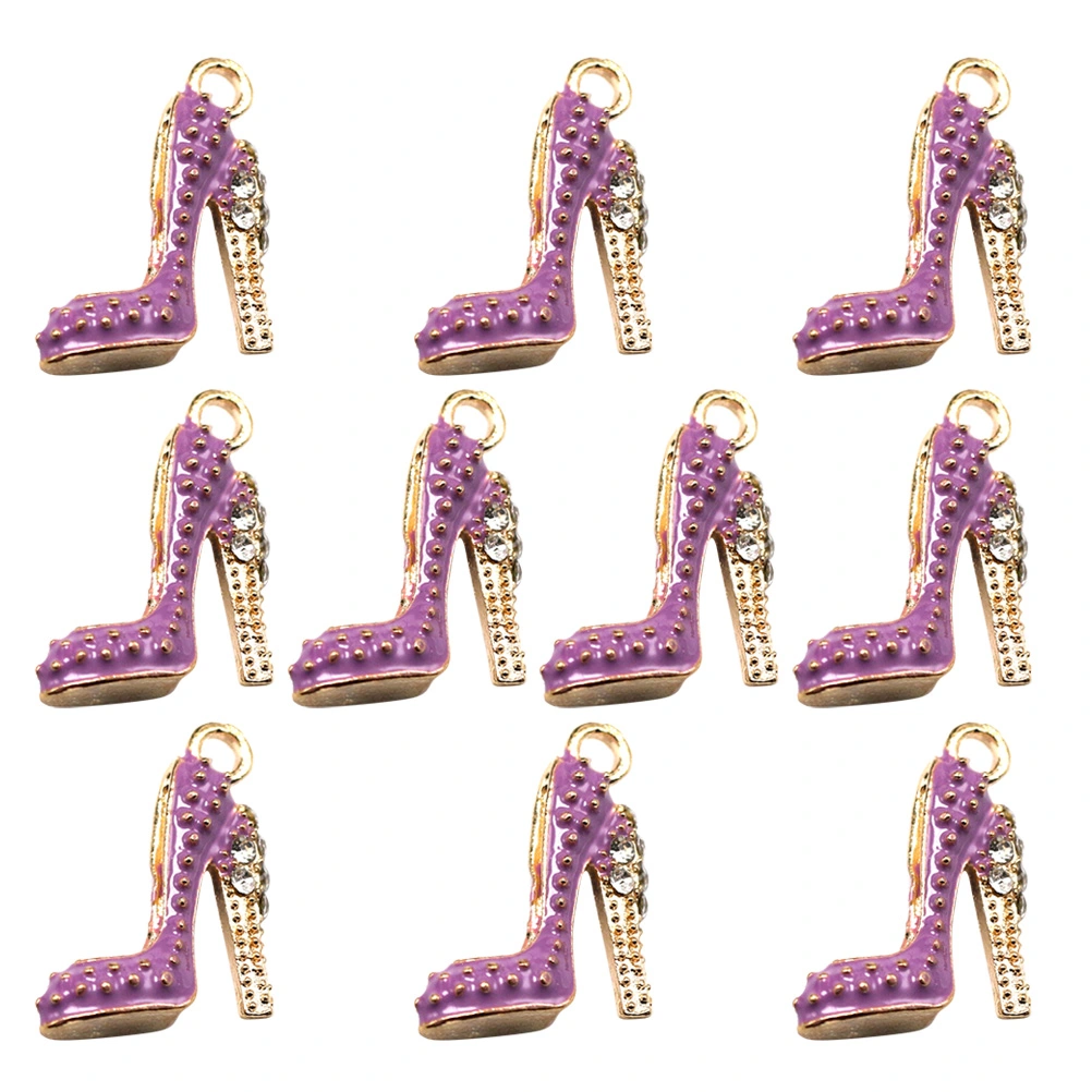 10PCS Alloy High Heels Shape Pendants Jewelry Making Accessory Charms for Bracelet Earrings (Purple)