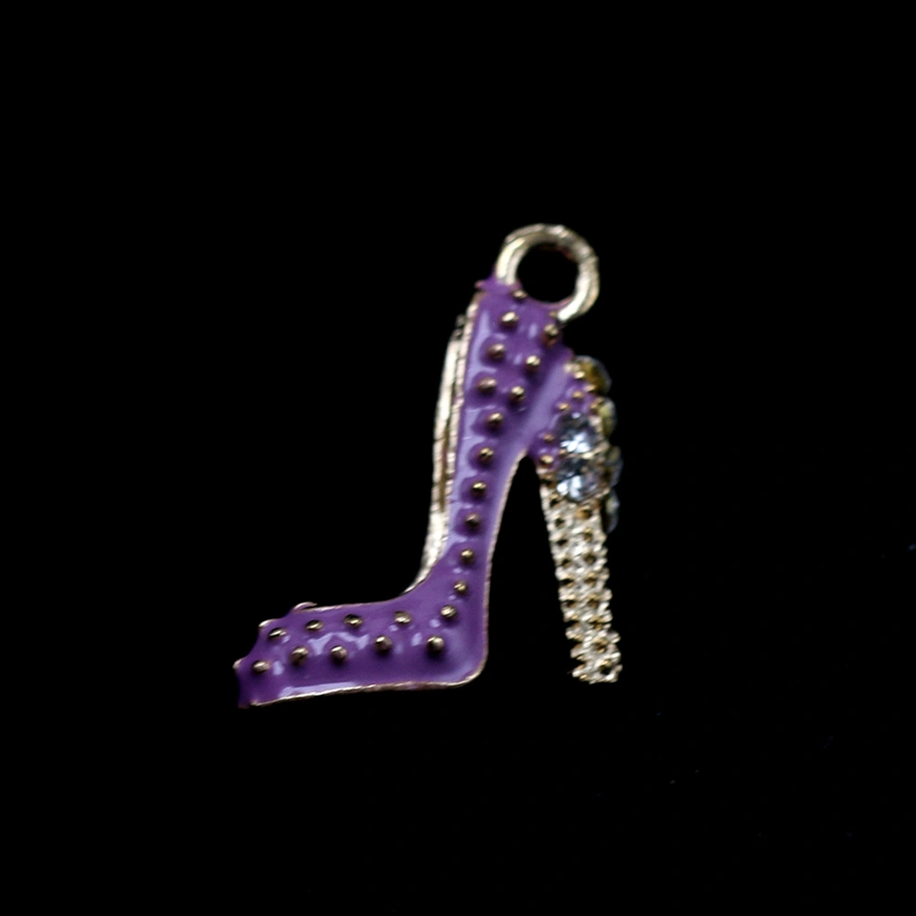 10PCS Alloy High Heels Shape Pendants Jewelry Making Accessory Charms for Bracelet Earrings (Purple)
