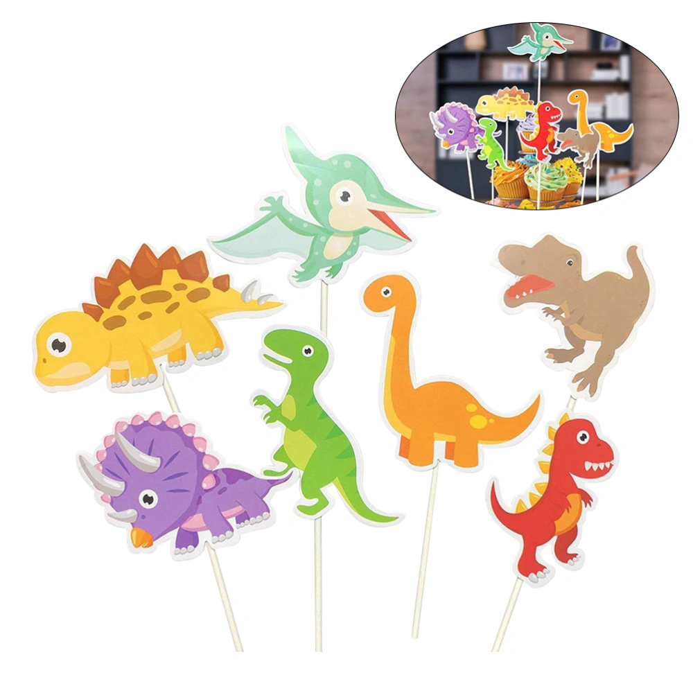 35pcs Dinosaur Pattern Cake Toppers Paper Cake Picks Cupcake Decor Party Supplies for Kids Birthday Baby Shower