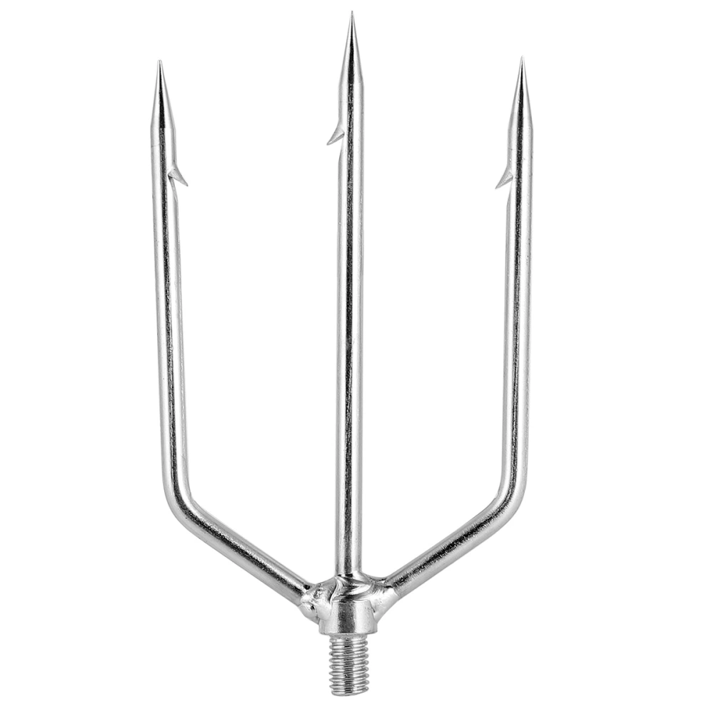 Stainless Steel Fishing Spear 3 Prongs Harpoon Barbed Hook Outdoor Hunting Tool Fishing Tackle Accessory (Silver)