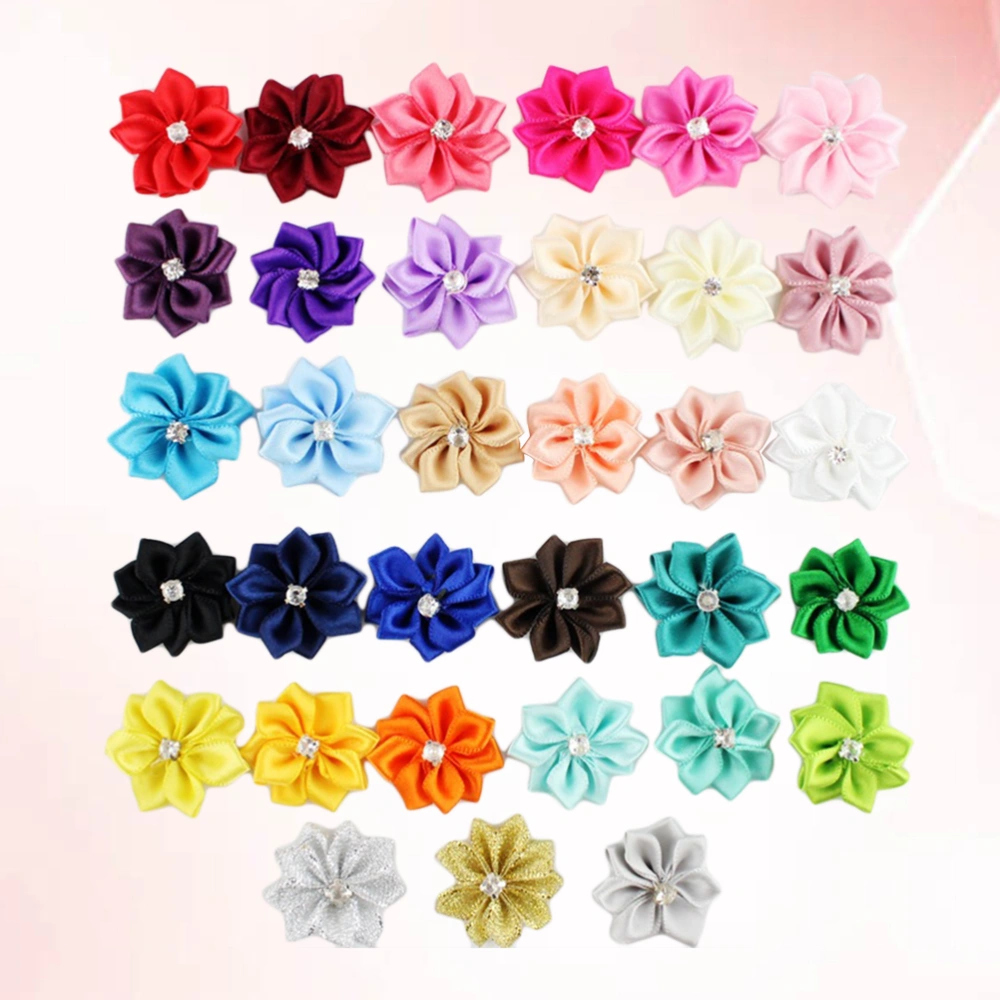 50 Pcs 3CM Baby Girls Flower Headbands with Diamond Sweet Handmade Hair Band Headwear(Mixed Color)