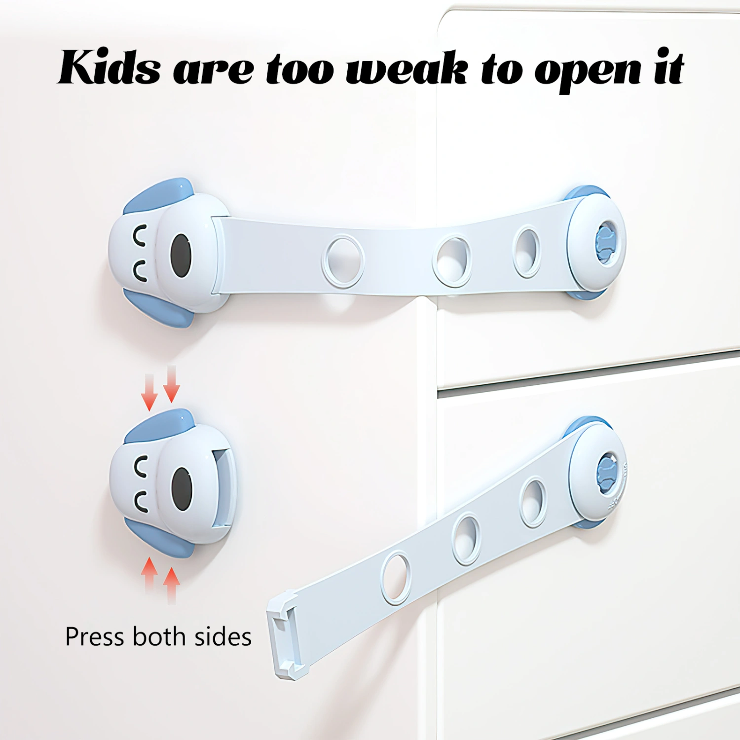 4pcs Child Safety Strap Locks Baby Proofing Cabinet Latches Kitchen Fridge Locks