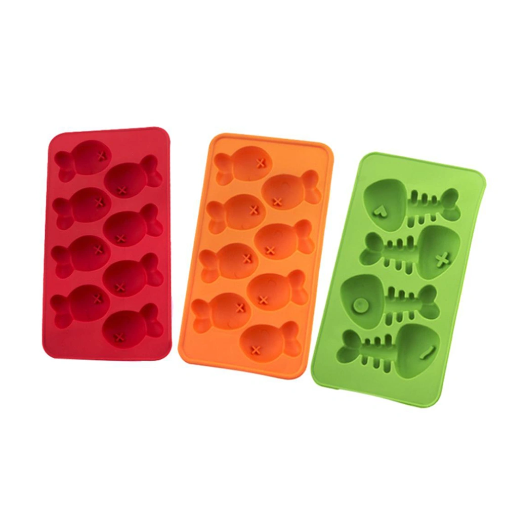 Fishbone Silicone Molds Ice Cube Tray Ice Cube Molds Popsicle Maker Lolly Mould Tray (Random Color)