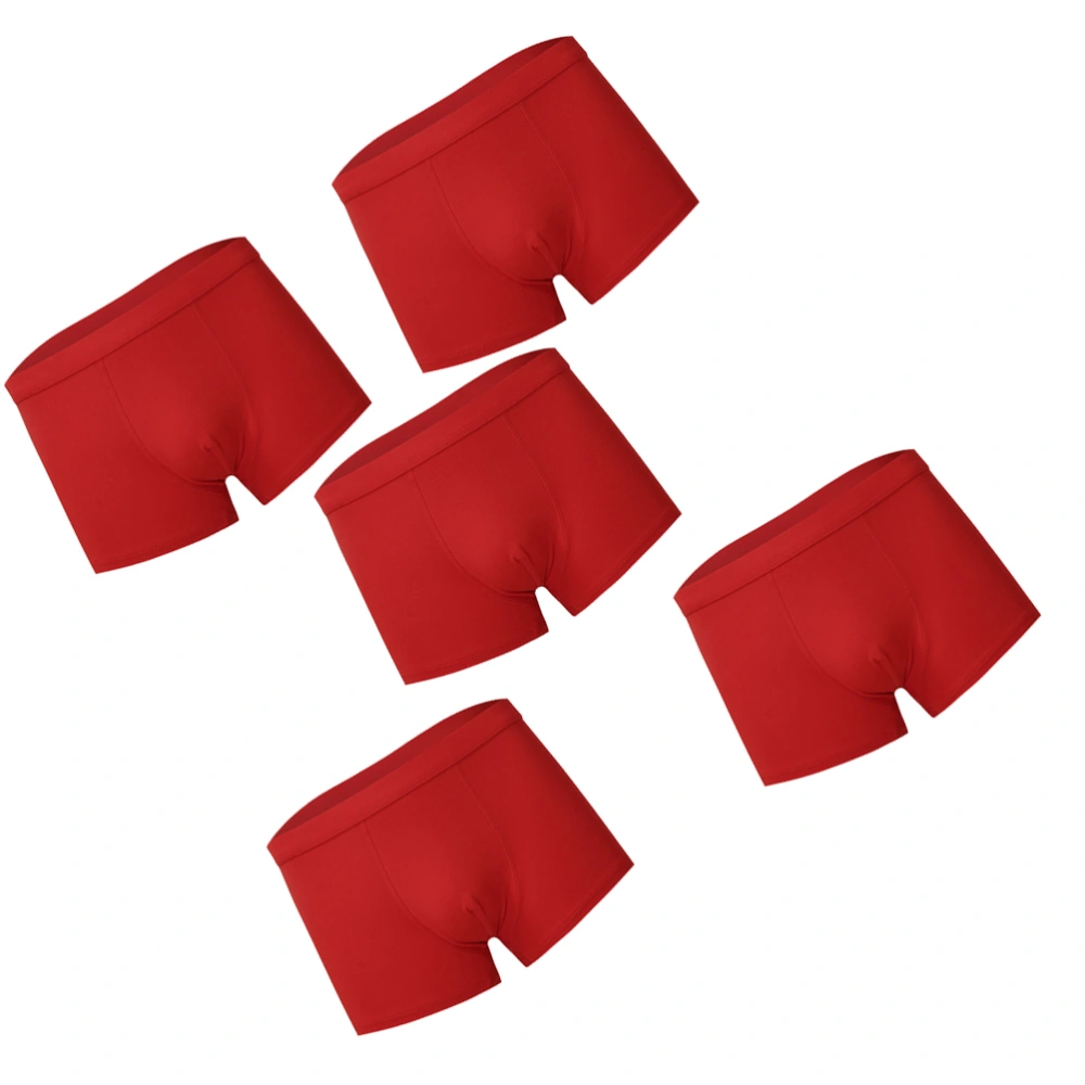 5pcs Cotton Man Underwear Briefs Stretchy Breathable Briefs Sexy Underwear Shorts Underpants Size 3XL (Red)