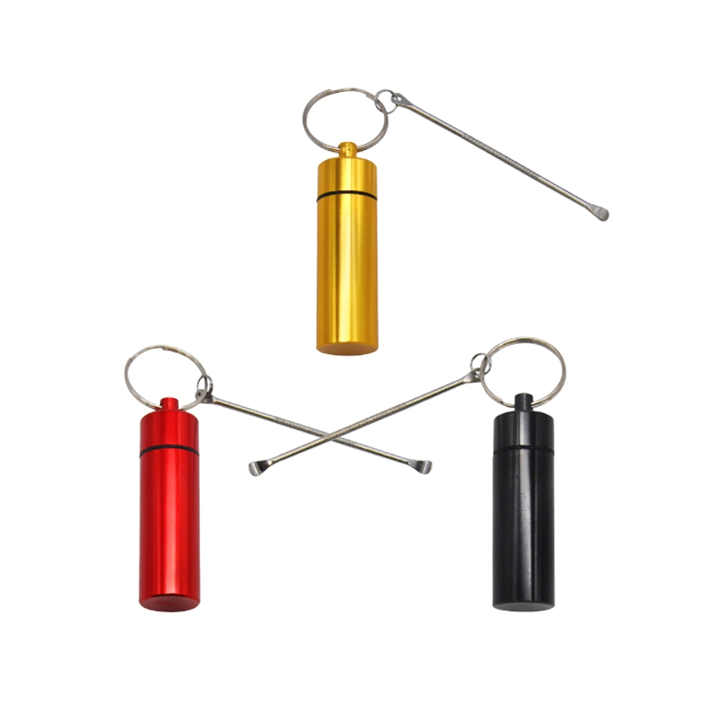 3Pcs Aluminium Alloy Medicine Box Professional Pill Case Portable Drug Holder Pill Container with a Keychain and a Medicine Spoon Random Color