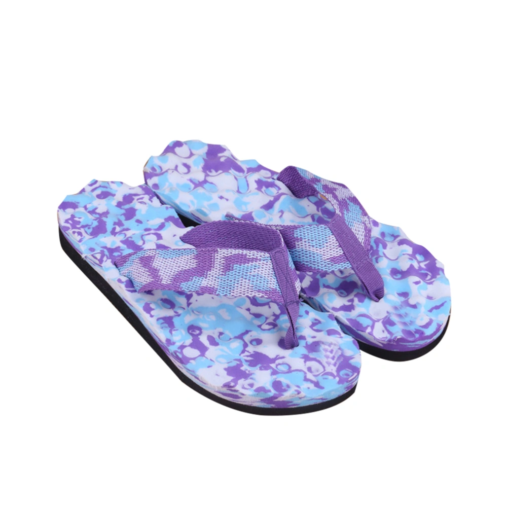 Women Girls Flops Antiskid Camouflage Sandals Slipper for Indoor Outdoor Home Beach - Size 36(Purple)