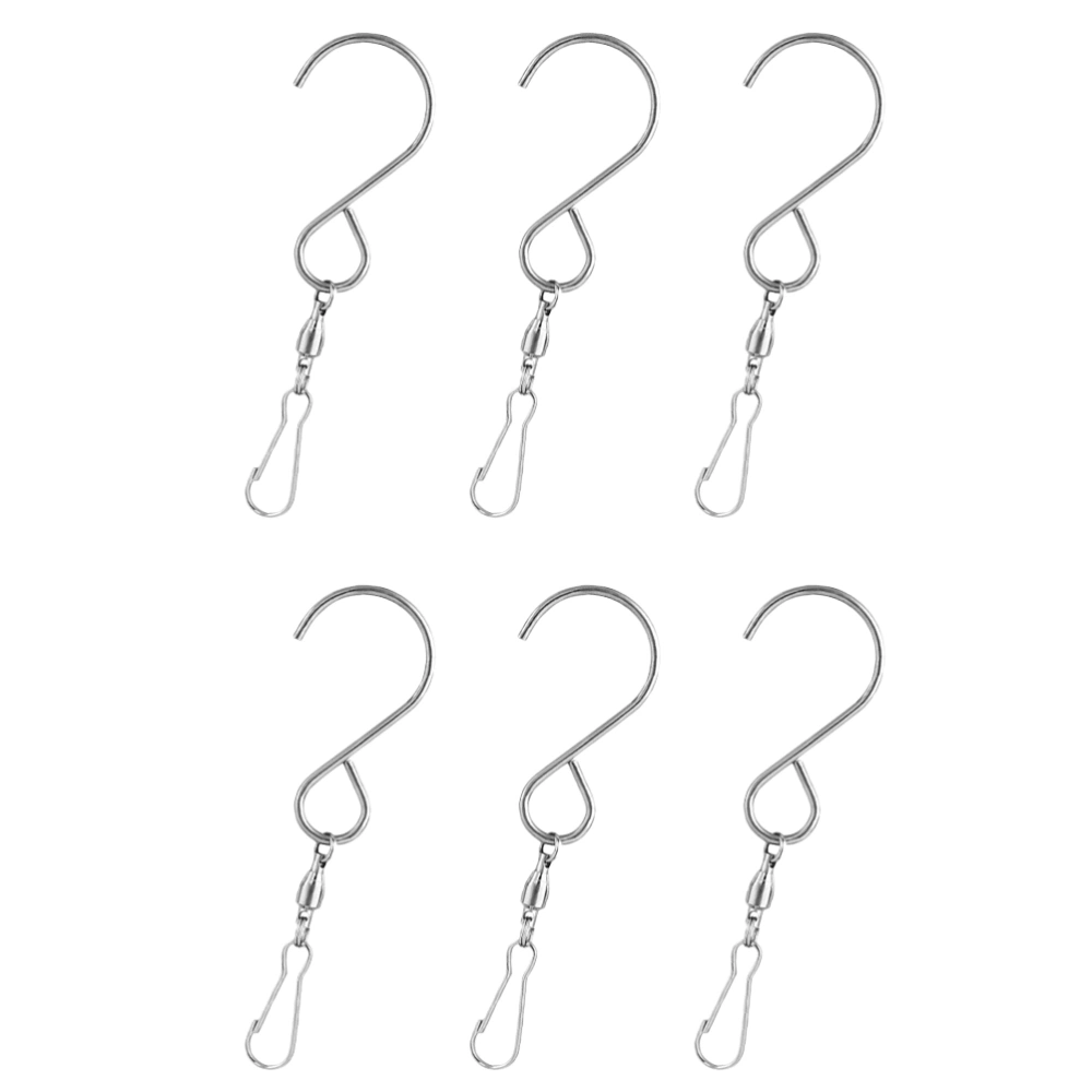 6 Pcs S-shaped Hooks Swivel Hook Clips Stainless Steel Wind Chine Hanging Hooks