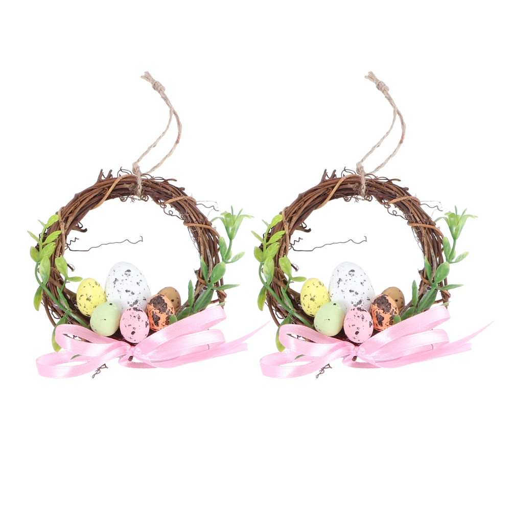 2pcs Easter Wall Hanging Garland Wreath Pendant Artificial Easter Garland