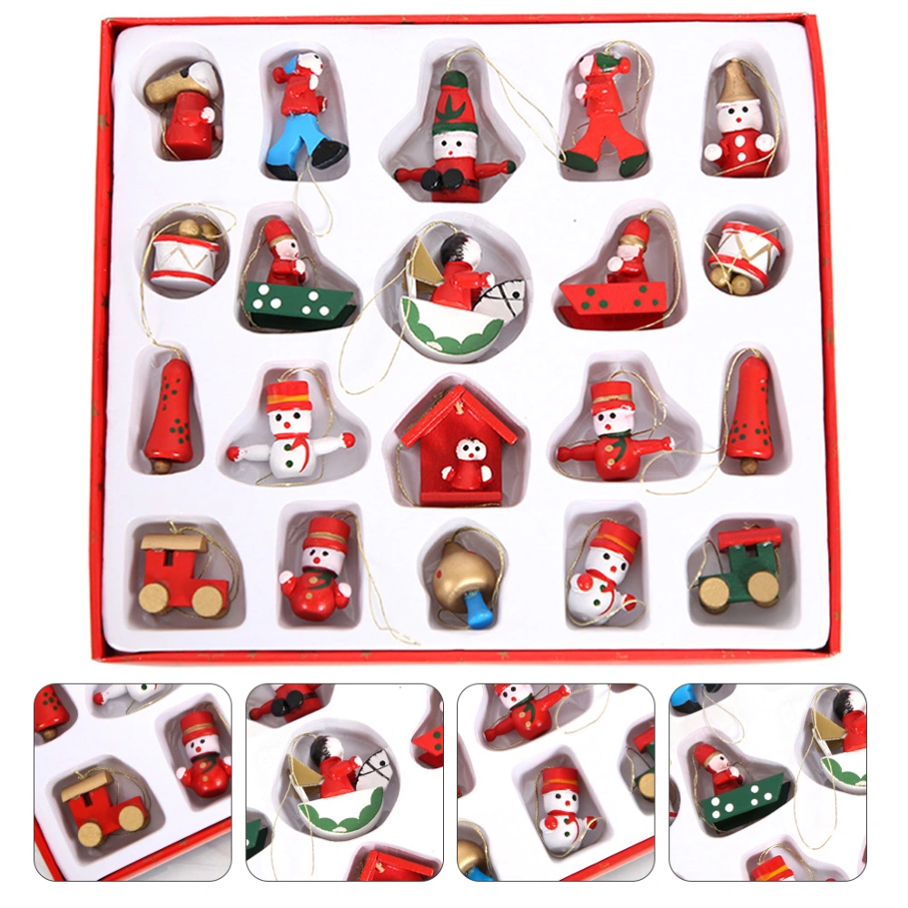 1 Box of Christmas Wooden Pendants Adorable Hanging Decoration Market Pendant