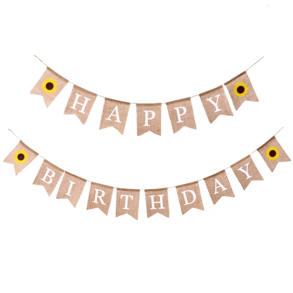 1Pc Creative Birthday Party Linen Bunting Birthday Letters Banner (Pineapple)