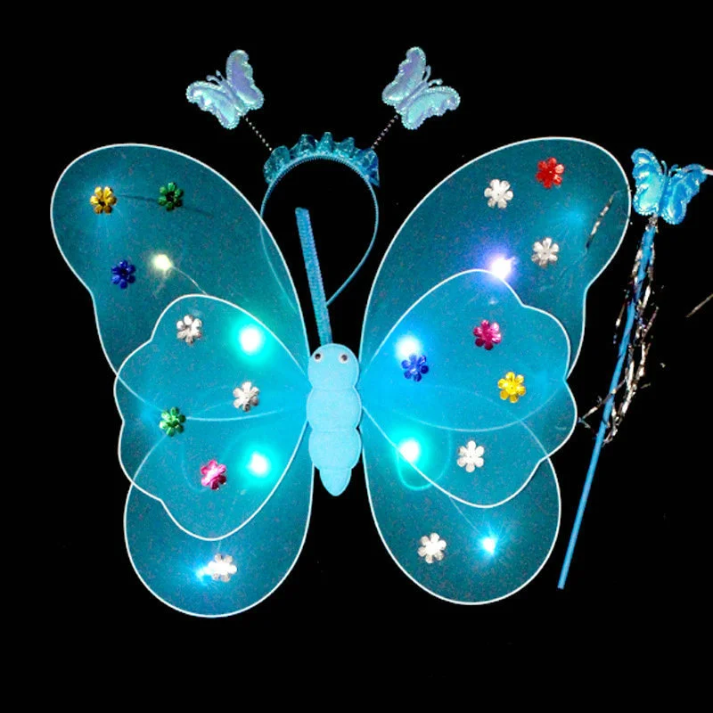 1 Set of Butterfly Fairy Wing Wand Skirt Headband Girls Fairy Costume Fairy Butterfly Wing