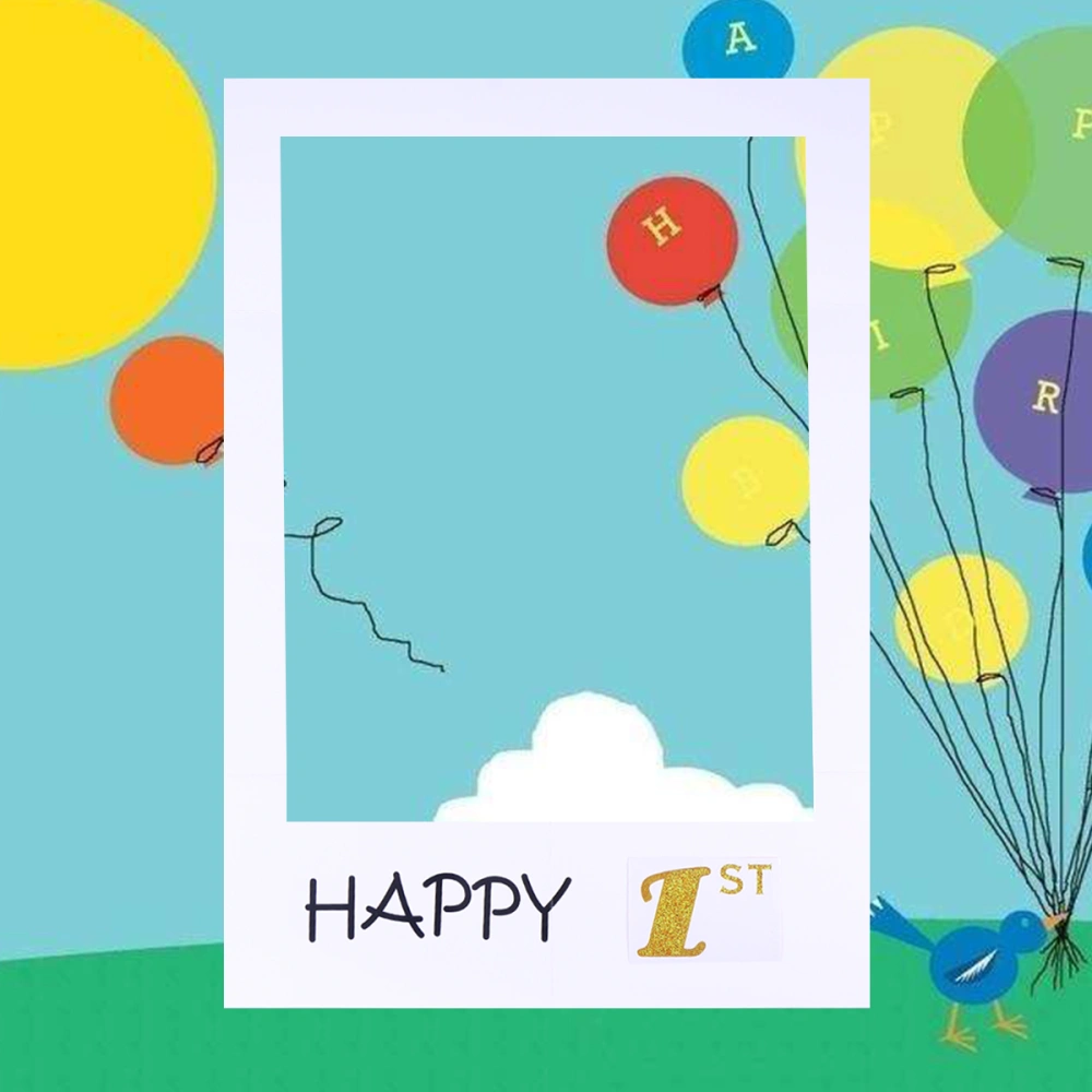 Happy 1st DIY Paper Picture Frame Cutouts Photo Booth Props for Birthday Party