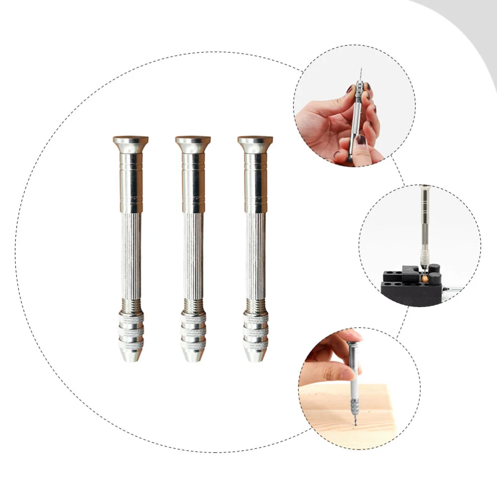 3Pcs Manual Drill Walnut Amber Model Hole Puncher Mini Hand Drill for Home