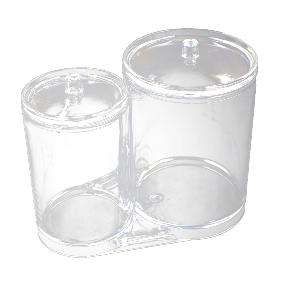 Makeup Cylinder Cotton Swab Organiser Box Acrylic Cosmetic Cotton Pads Sundries Barrels PS Storage Case Holder (Transparent)