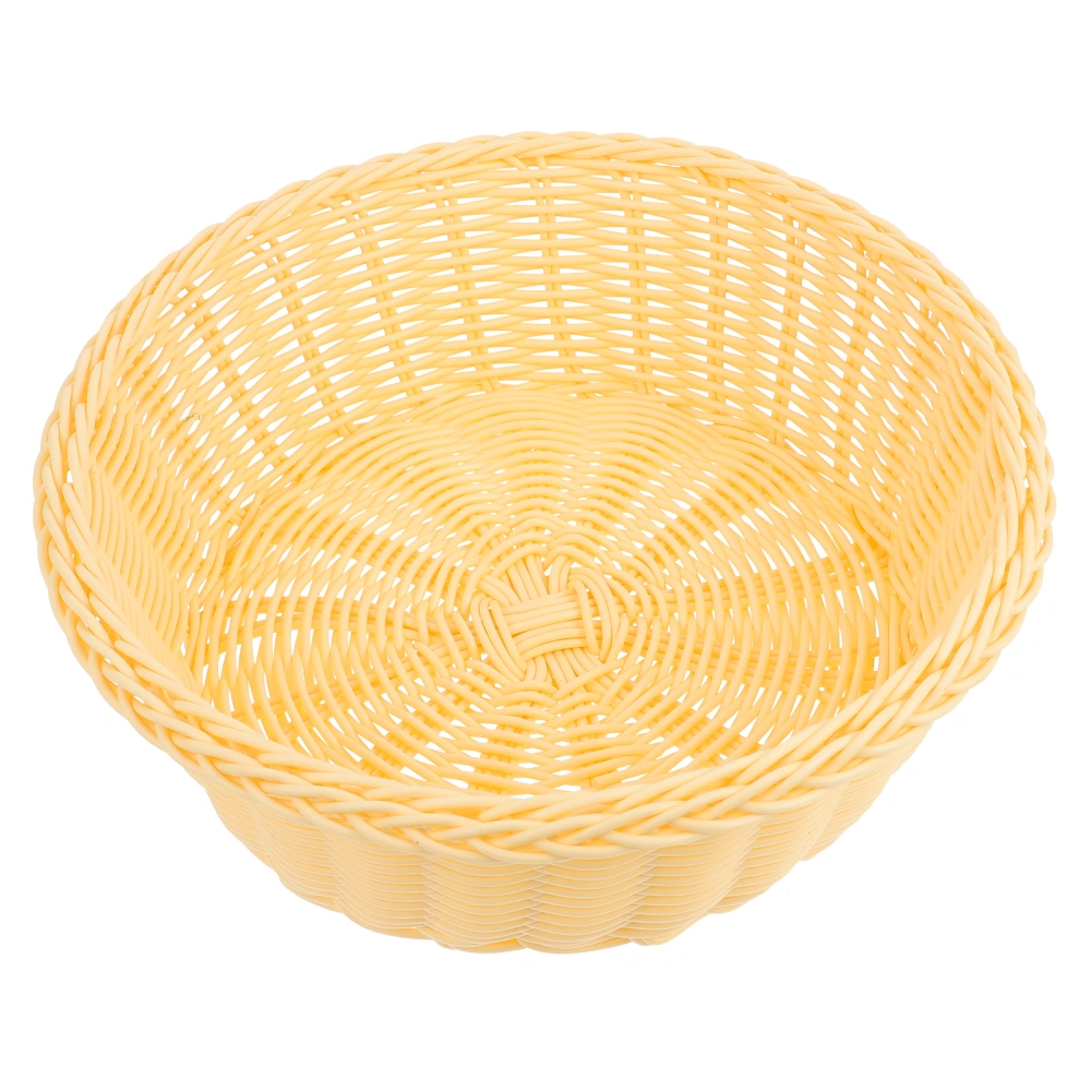 1Pc Plastic Basket Imitated Rattan Woven Basket Bread Food Storage Container