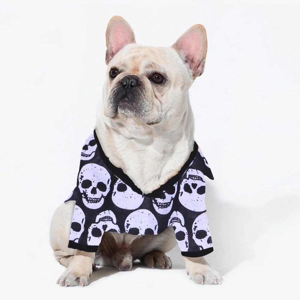 Pet T-shirt Plain Halloween Skull Pattern Pet Clothes without Sleeve Pet Apparel