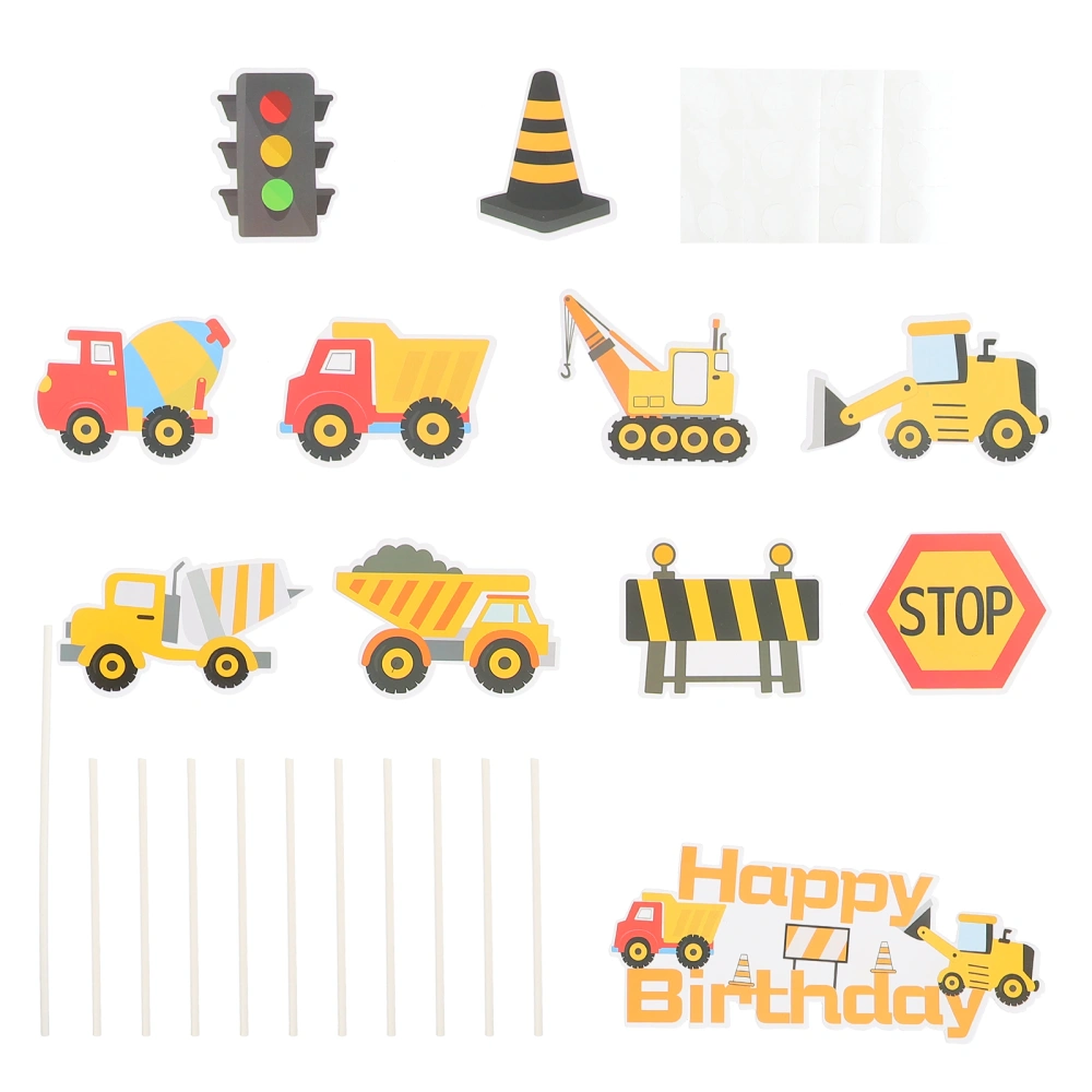 11pcs Vehicle Cake Toppers Birthday Cake Adornment Unique Cake Decorative Prop