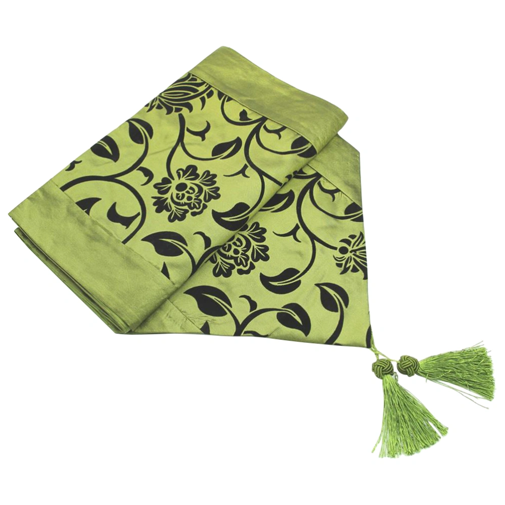 European-style Tablecloth Home Furnishing Cloth Art Flocking Table Flag 200x30cm (Green)