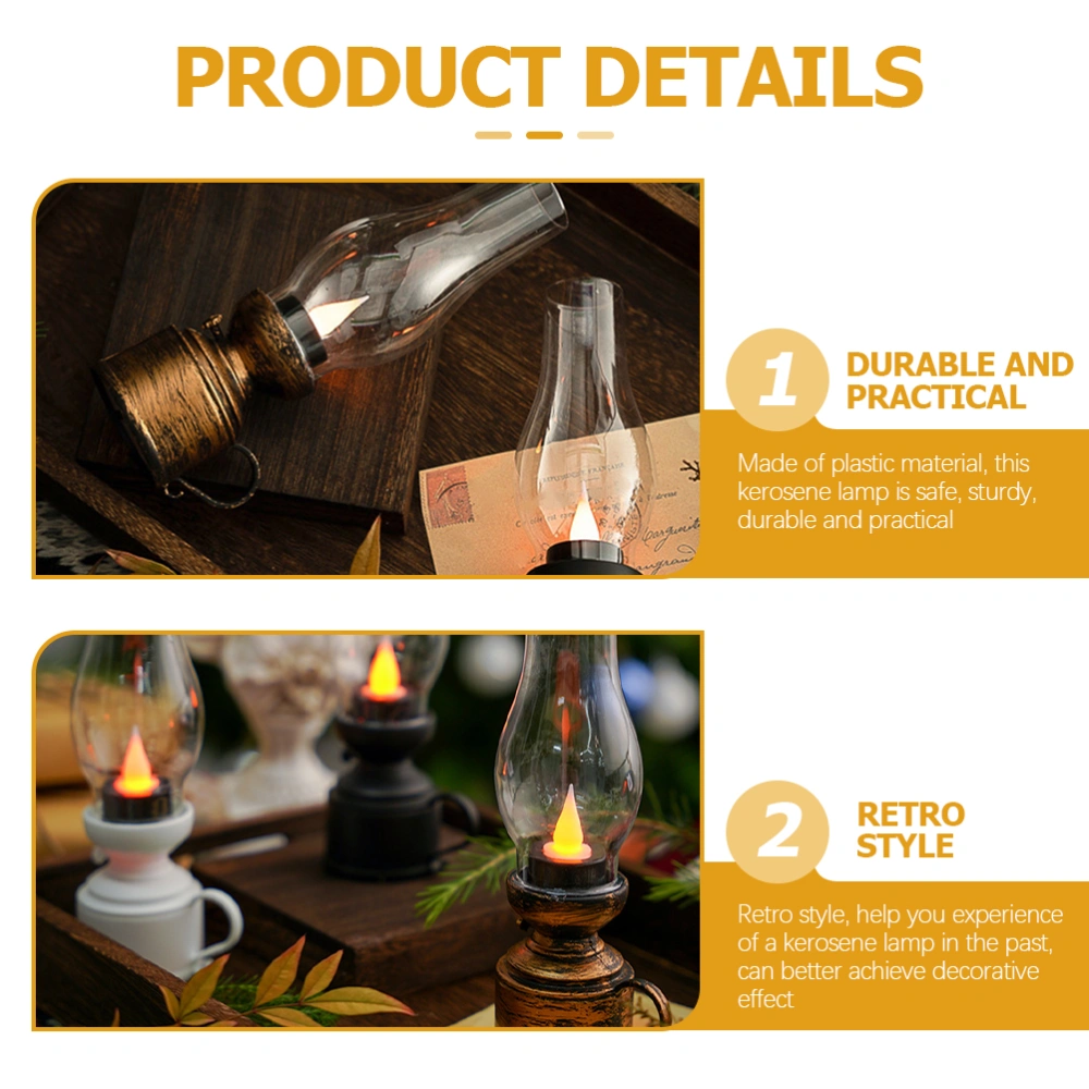 Flameless LED Kerosene Lamp Plastic Kerosene Lamp Retro Oil Lantern Decoration