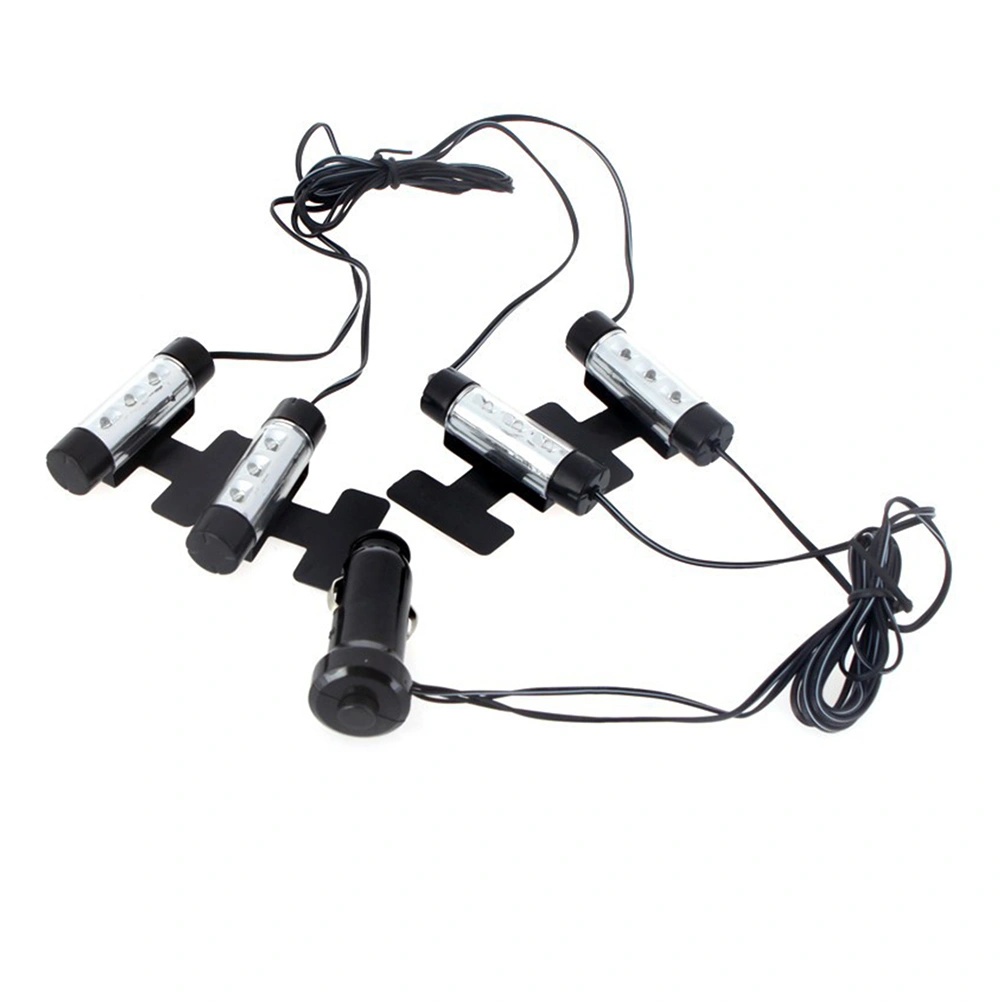 4 x 3 LED Car Auto Interior Atmosphere Lights Decoration Lamp Auto Car Floor Lights with Glowing Blue Bright Light for All Vehicles