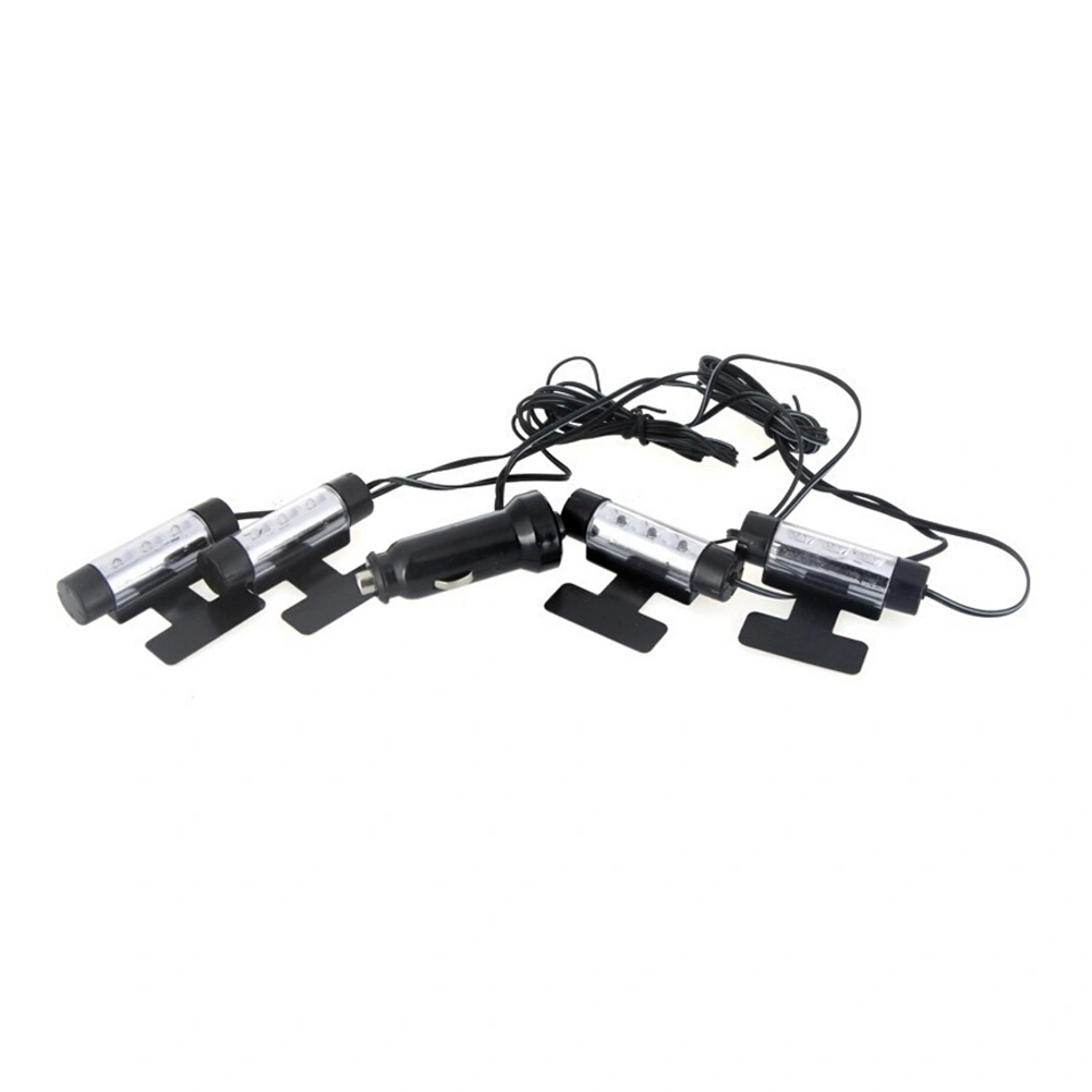 4 x 3 LED Car Auto Interior Atmosphere Lights Decoration Lamp Auto Car Floor Lights with Glowing Blue Bright Light for All Vehicles