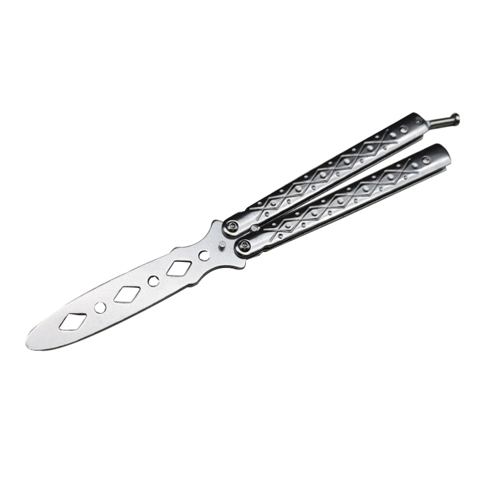 White Practice Foldable Training Tool Portable Transformable Blunt Balisong Pocket Trainer for Outdoor Game Self-defense