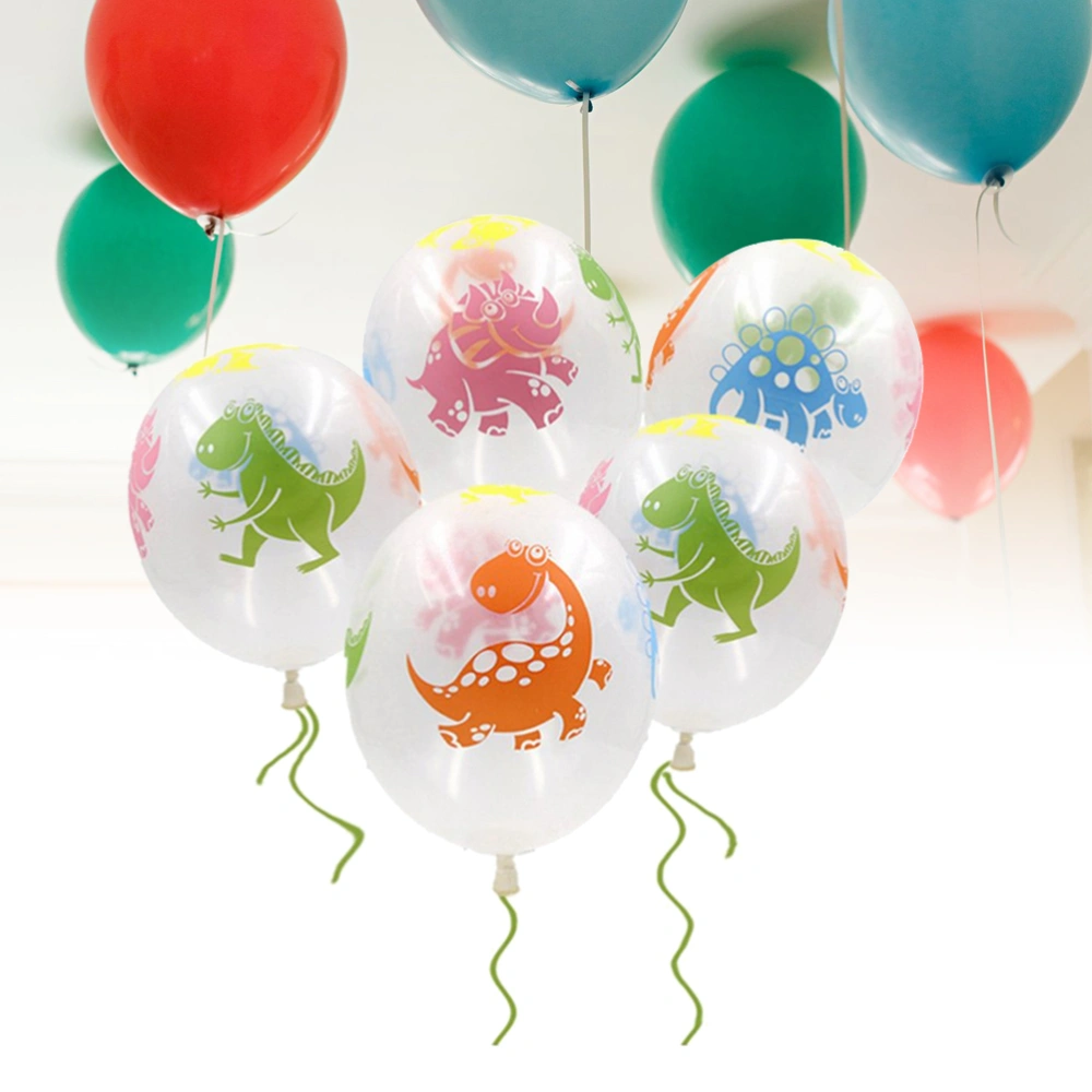 10pcs Dinosaur Balloon Set Transparent Latex Balloons Cartoon Dinosaur Balloons for Wedding Birthday Party Favors 12 Inch (Random Color and Pattern)