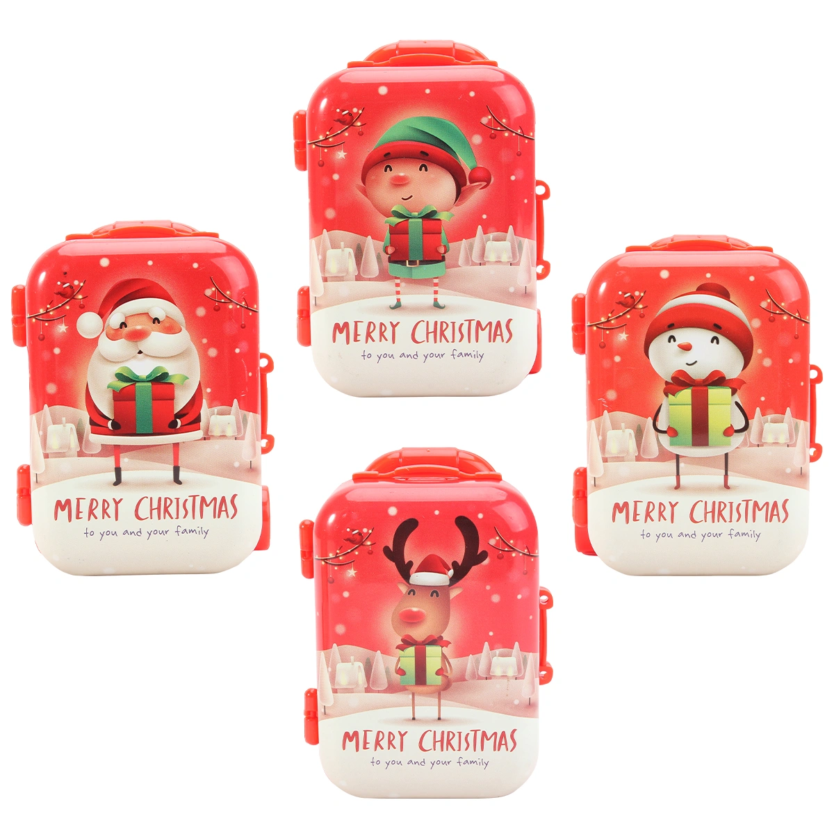 4Pcs Christmas Trolley Case Portable Suitcase Toy Funny Kids Gift Random Style