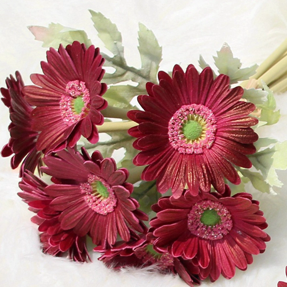 7Pcs Artificial Gerbera Flower Bouquet European Style African Daisy Flowers Simulation Flower Adornment Home Wedding Decoration