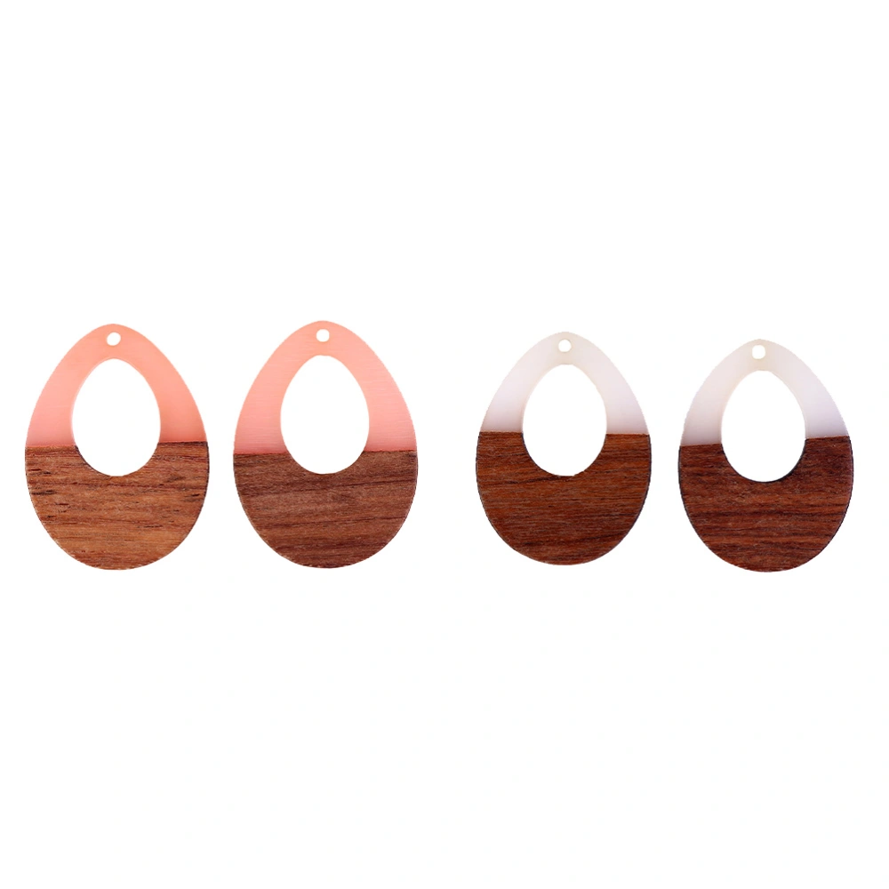 4pcs Resin Wooden Earring Pendants Teardrop Vintage Resin Wood Jewelry Findings