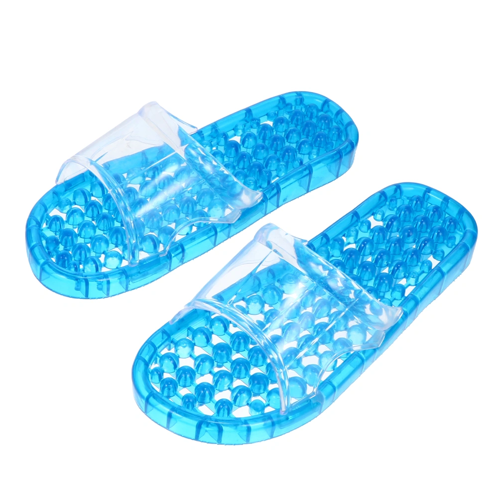 1 Pair of Crystal Massaging Hollowed-out Draining Bathroom Slippers for Home