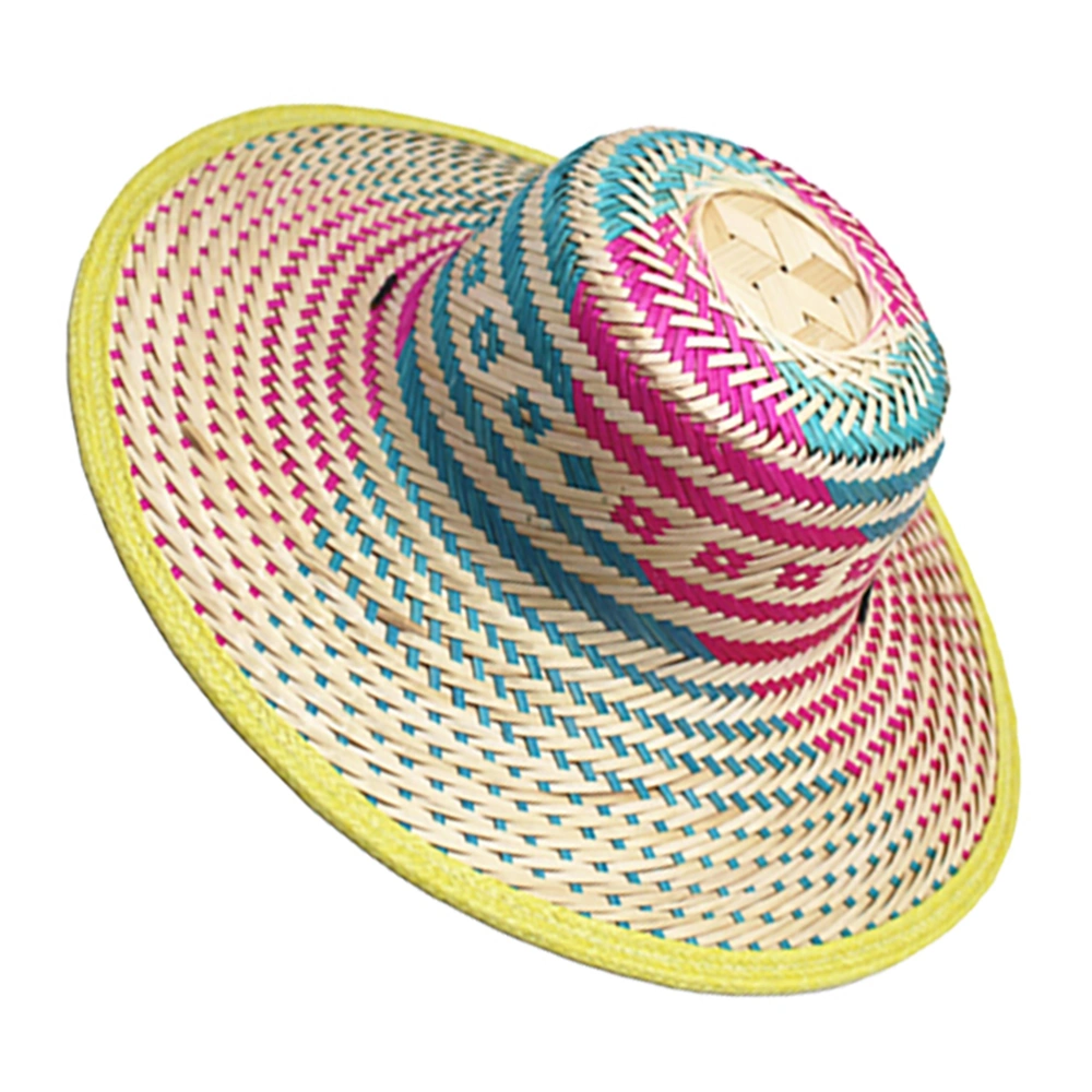 1 Pc Colorful Sunhat Outdoor Handmade Bamboo Weaving Hat (Assorted Color)