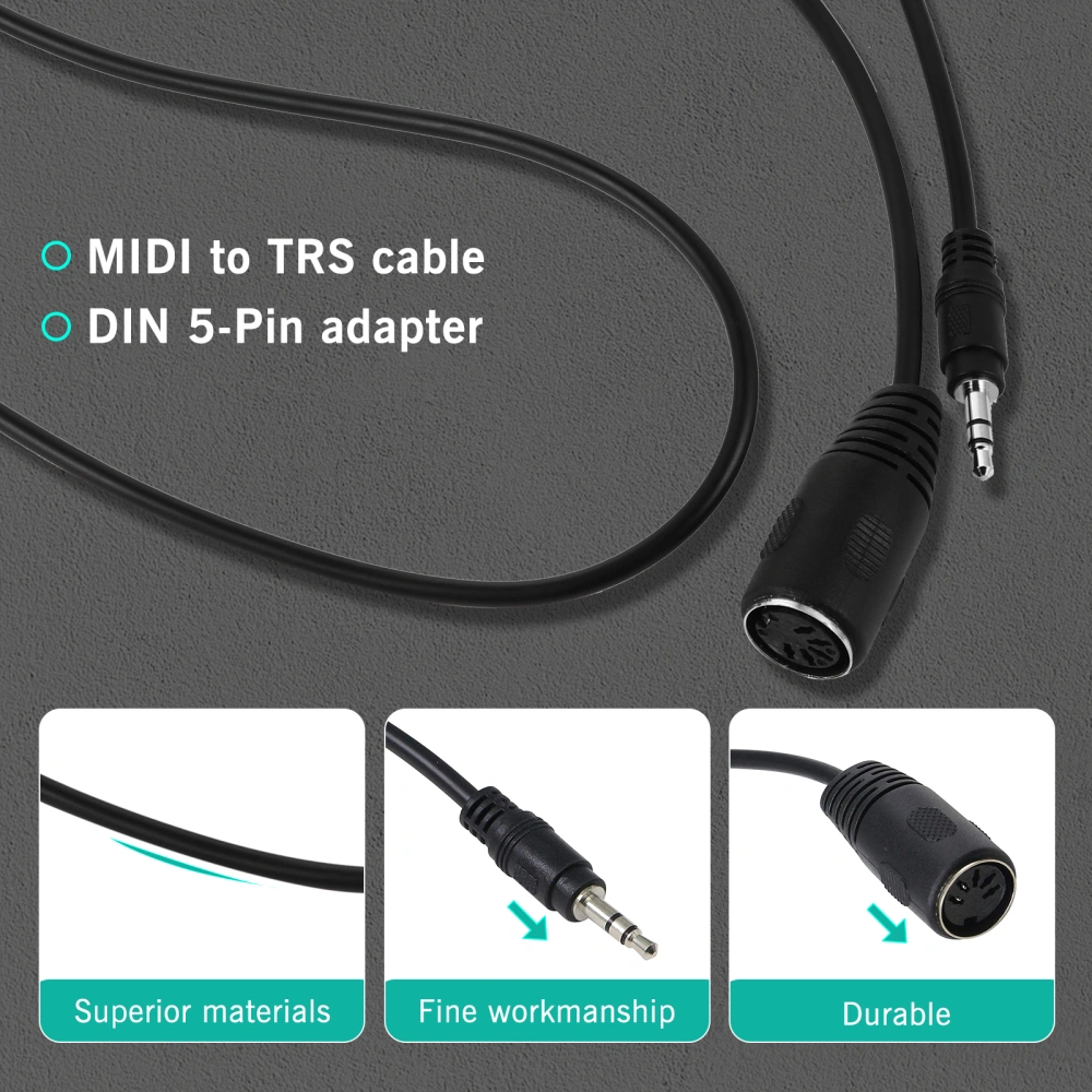 5-pin DIN Female To 3.5mm Male Adapter For MIDI Keyboard DVD VCR CD Player