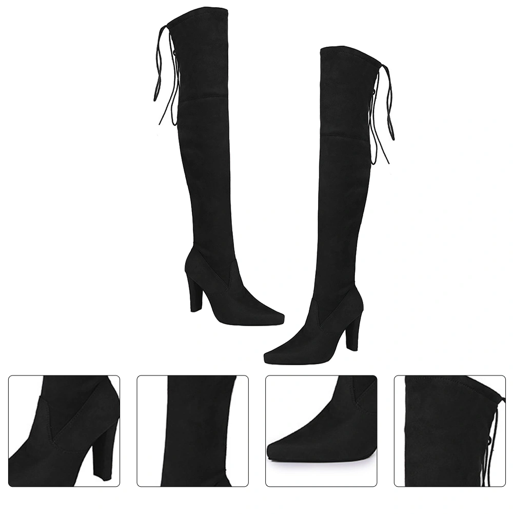 1 Pair Woman Pointy Thigh High Boots Woman Thick High Heel Boots Winter Boots