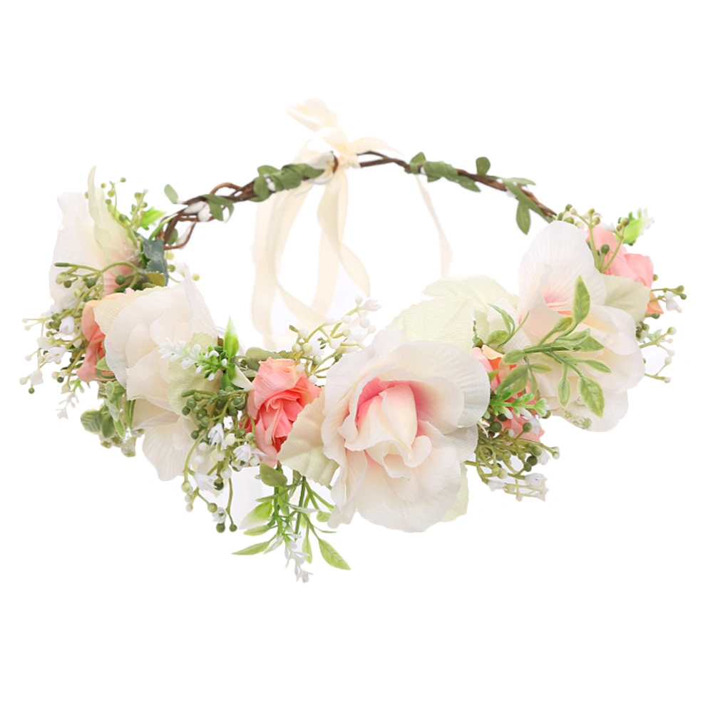 Rose Head Garland Kid Floral Crown Floral Hair Wreath Headband Wedding Headdress