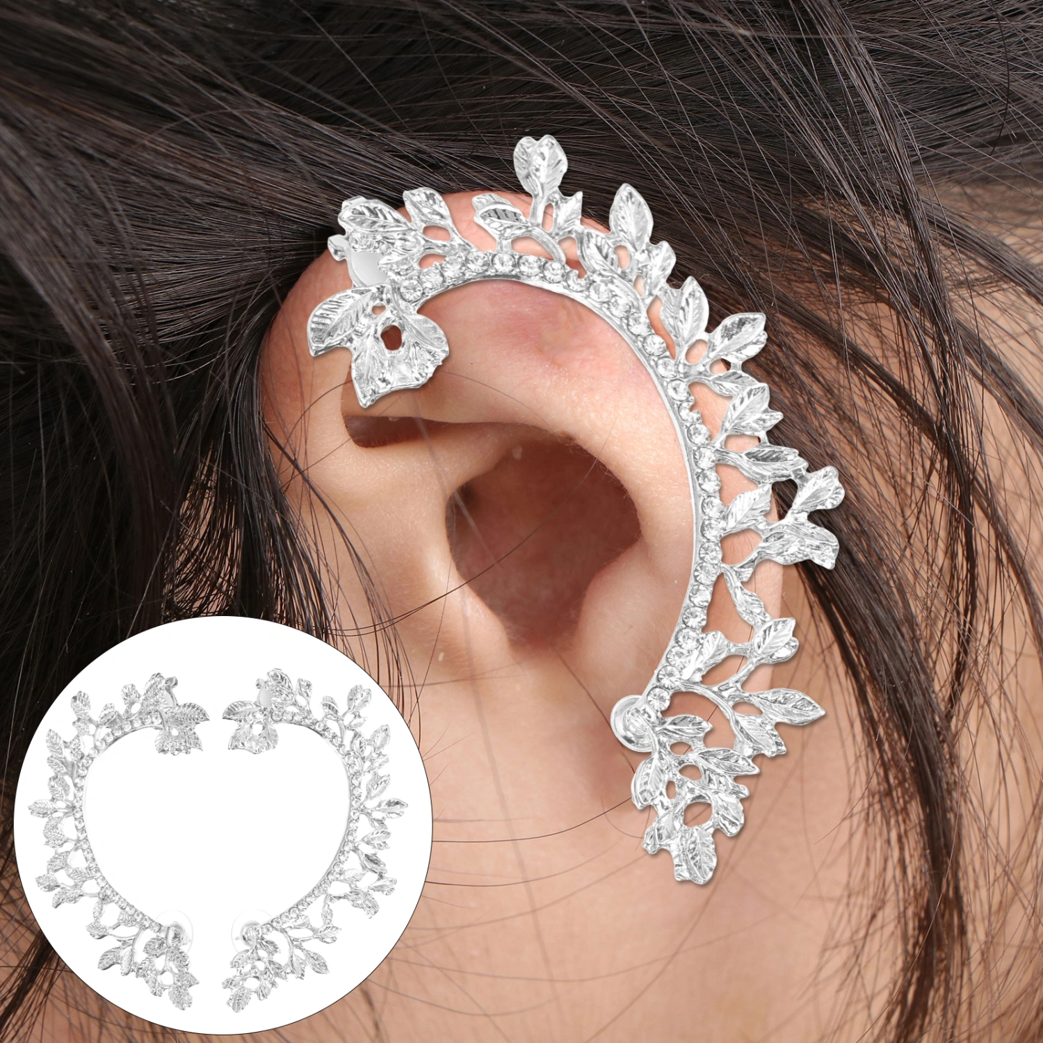 1 Pair Earrings Leaf Shape Ear Clips Ear Jewelries Ear Adornments (Silver)