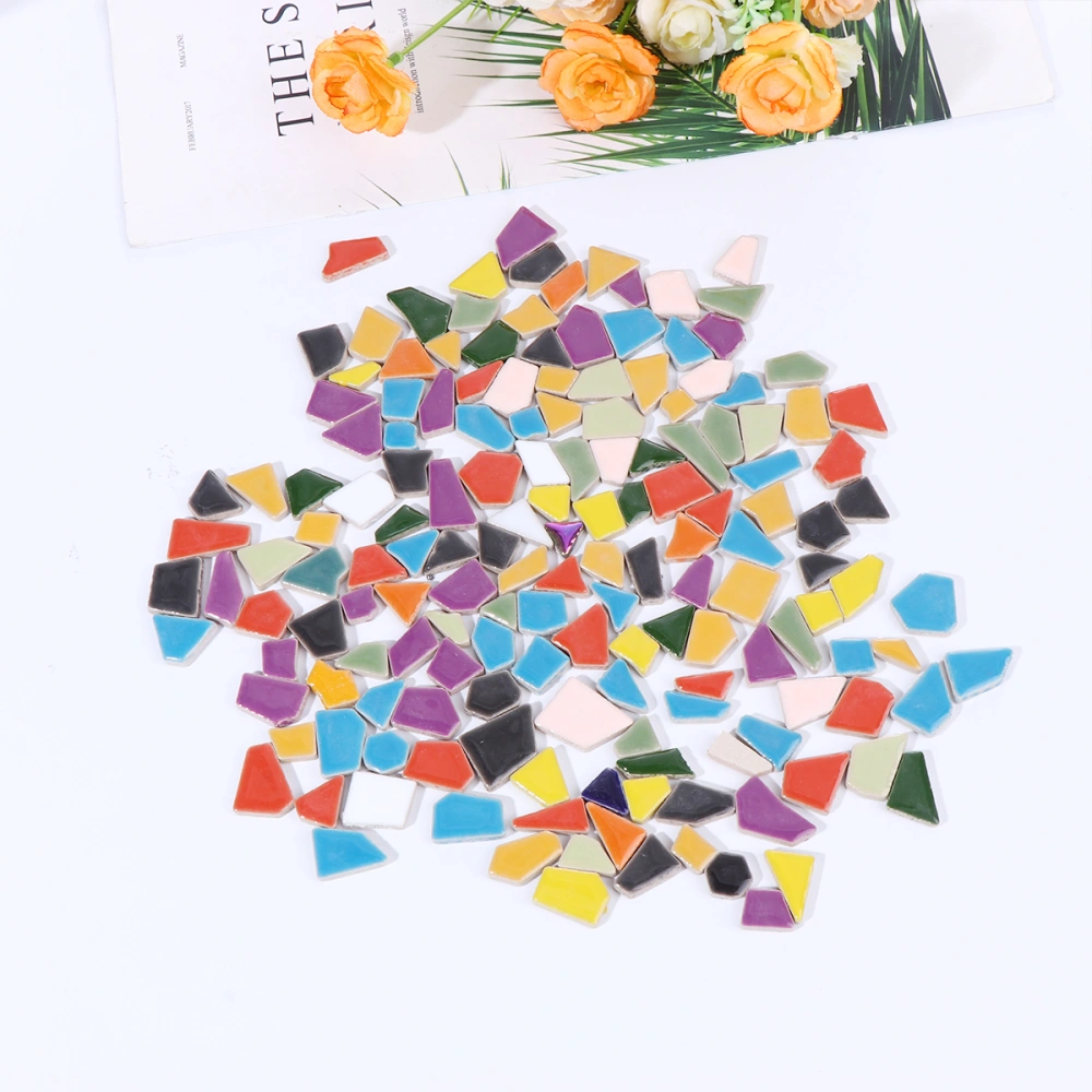 DIY Handmade Mosaic Ceramic Fragments Irregular Mosaic Stone Glazed Glitter Crystal Mosaic Stone DIY Materials (500g, Assorted Color)