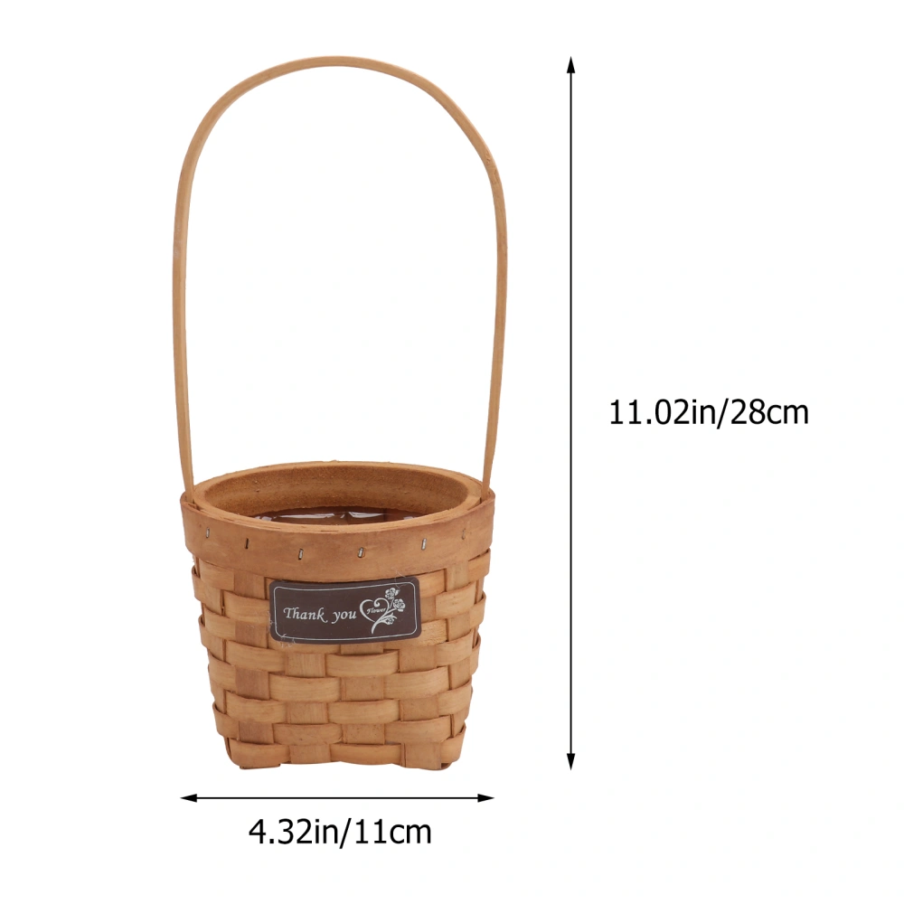 3pcs Handmade Woven Basket Flower Container Portable Basket (Camel Color)