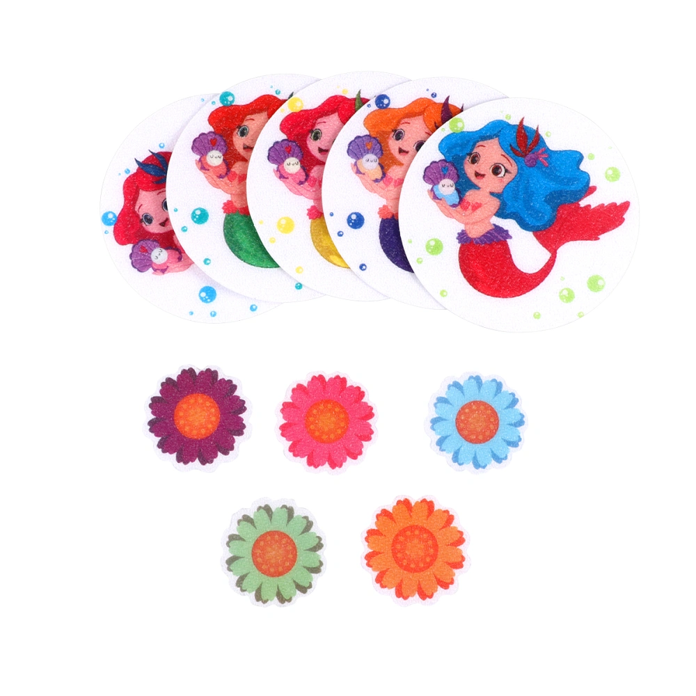 10PCS Prevention Stickers Mermaid Design Stickers Flower Shape Stickers Bathroom Decals Bath Tub Pasters