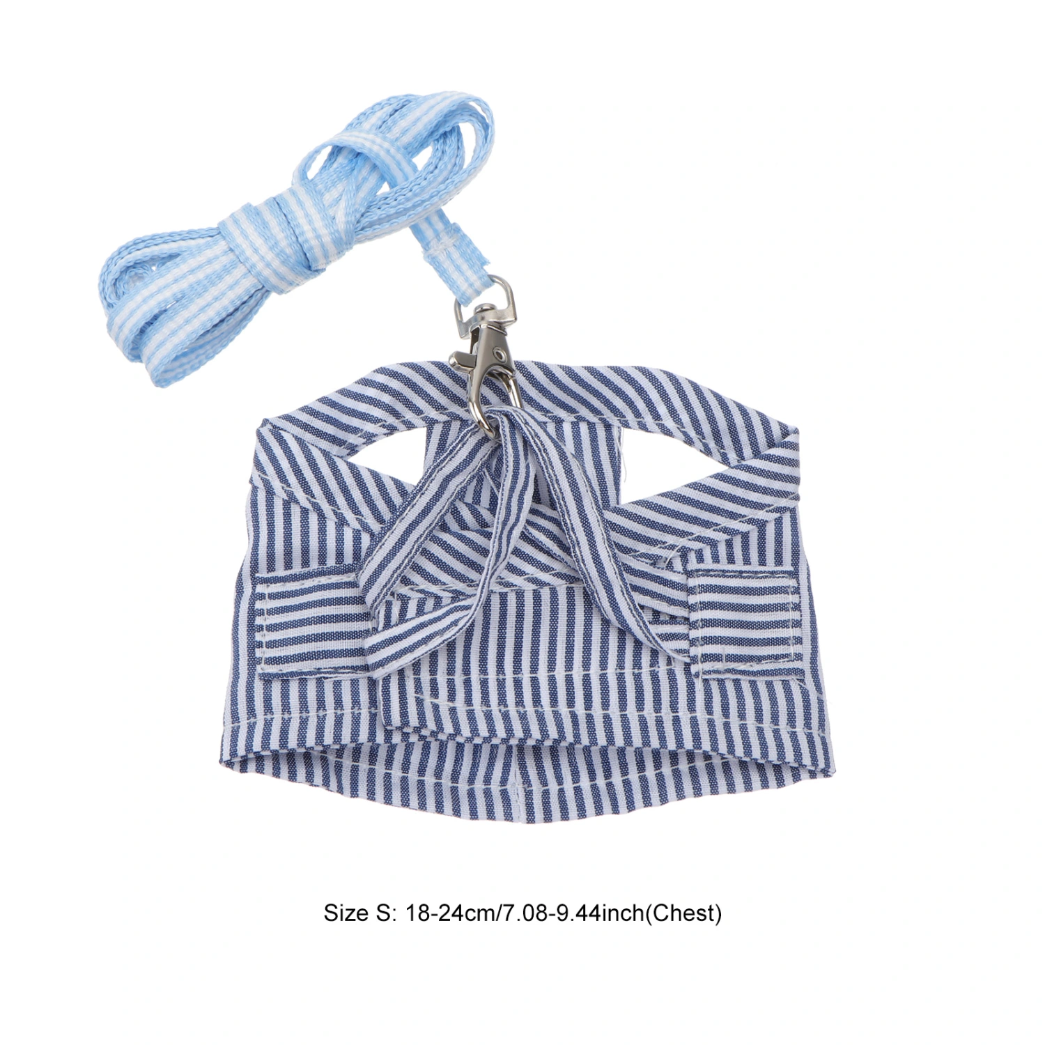 Small Pet Guinea Pig Rabbit Harness and Leash Cotton Stripe Chest Strap Vest for Animals Guinea Pig Chinchilla Rabbit Rat Squirrel Hedgehog Ferret Outdoor Walking Clothes Accessory - Size S (Blue)