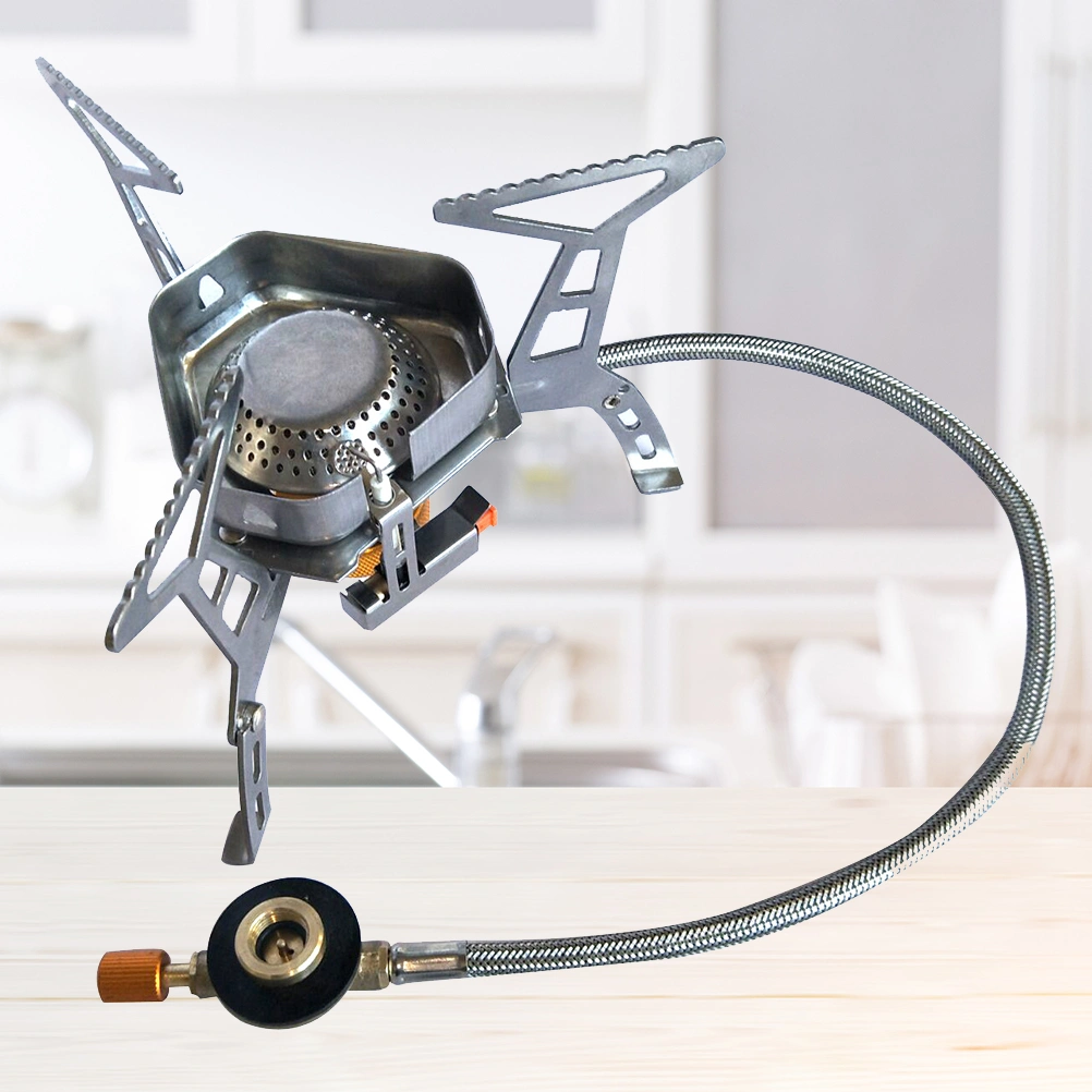 Split Picnic Stove Outdoor Thickening Stainless Steel Portable Split Gas Stove For Camping Barbecue With Windshield