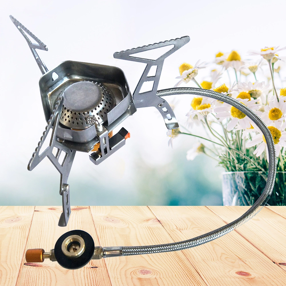 Split Picnic Stove Outdoor Thickening Stainless Steel Portable Split Gas Stove For Camping Barbecue With Windshield