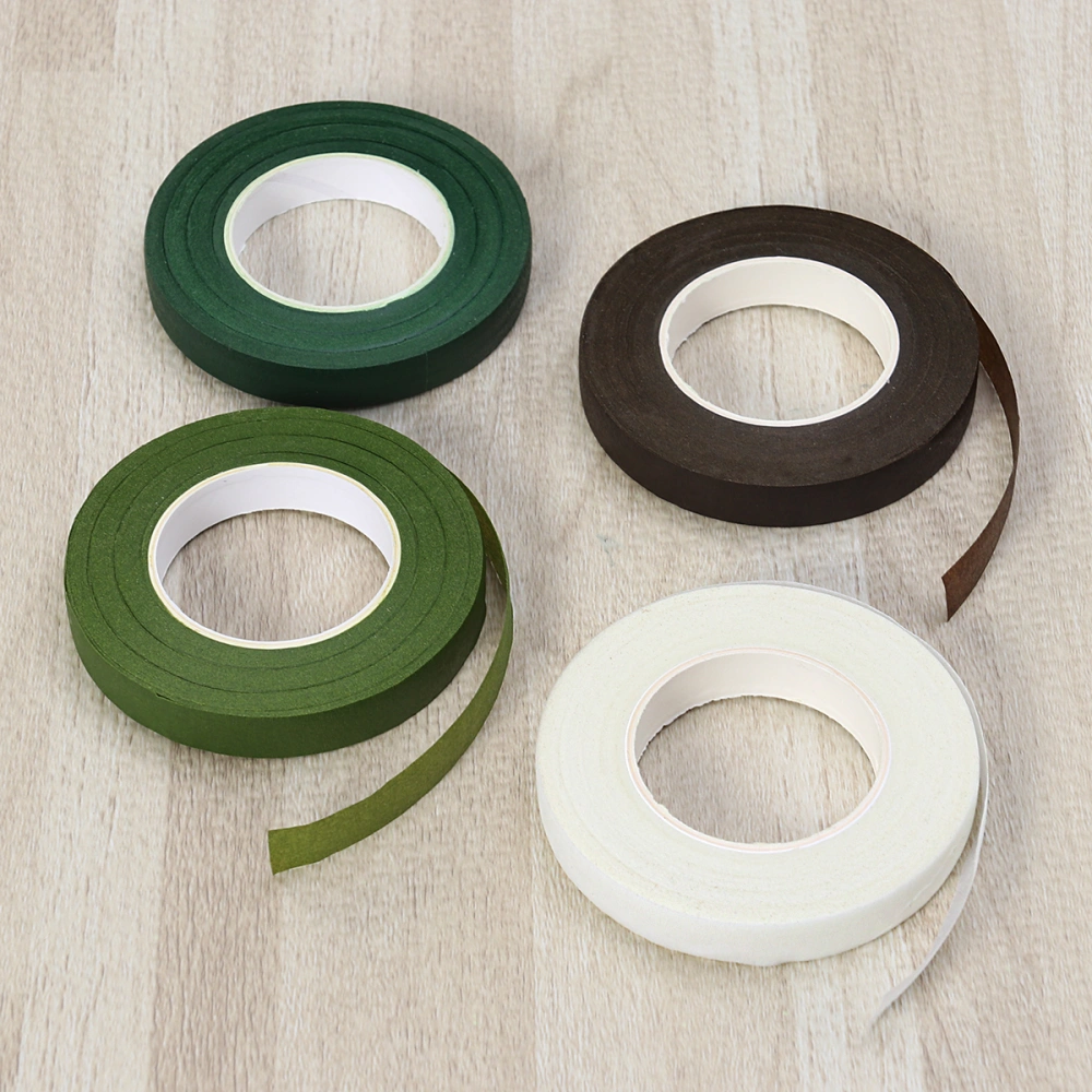 4 Rolls 30 Yard Wide Dark Green Floral Tapes Adhesive Packing Tape for Bouquet Stem Wrap Florist Tape(Mixed Color)