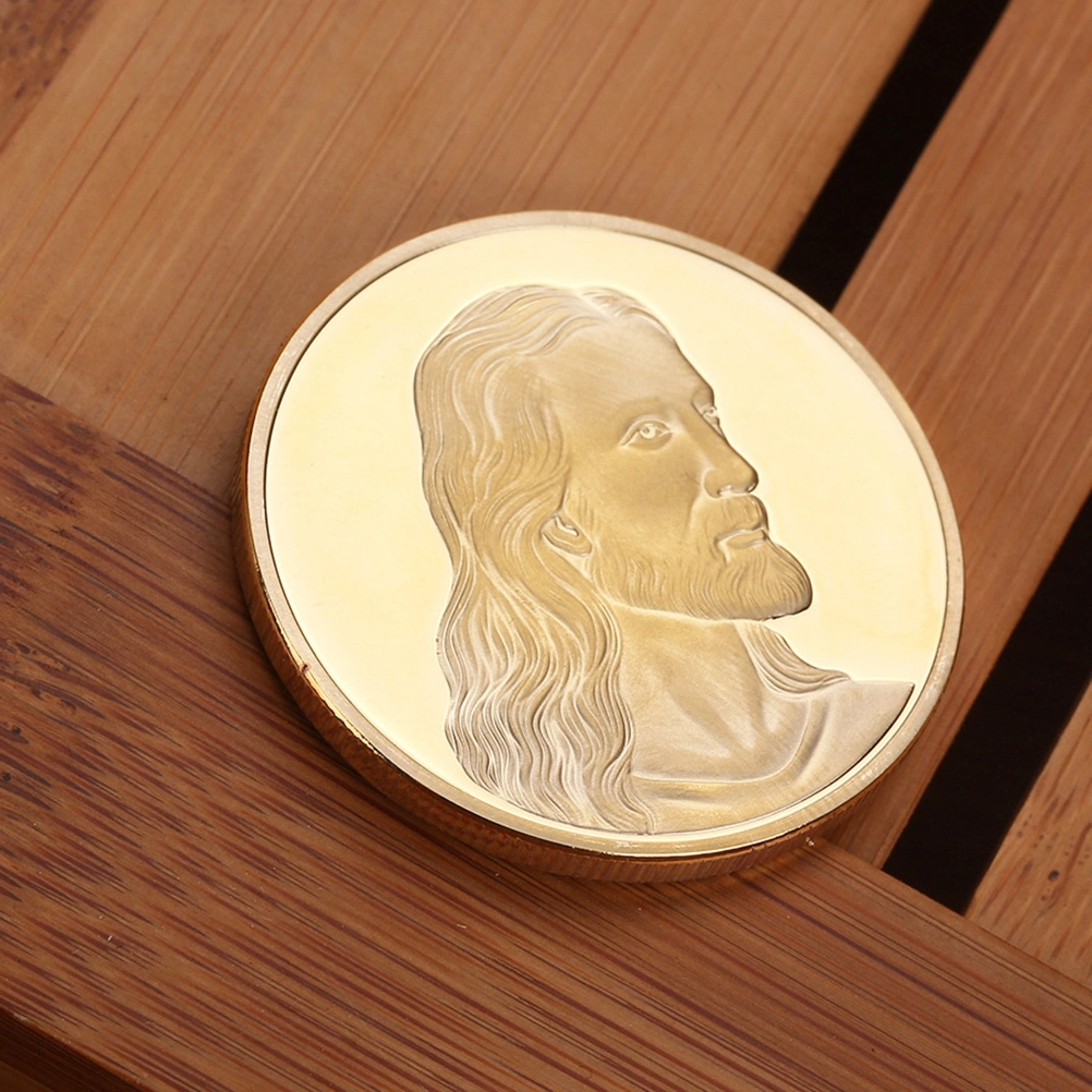 2pcs Antique Jesus Commemorative Coin Christian Religious Coin Medal Collectible Coin Plated Collection Souvenir Gift(Gold+Silver)