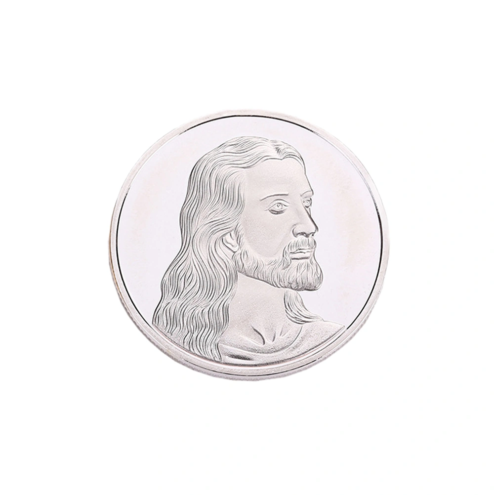 2pcs Antique Jesus Commemorative Coin Christian Religious Coin Medal Collectible Coin Plated Collection Souvenir Gift(Gold+Silver)