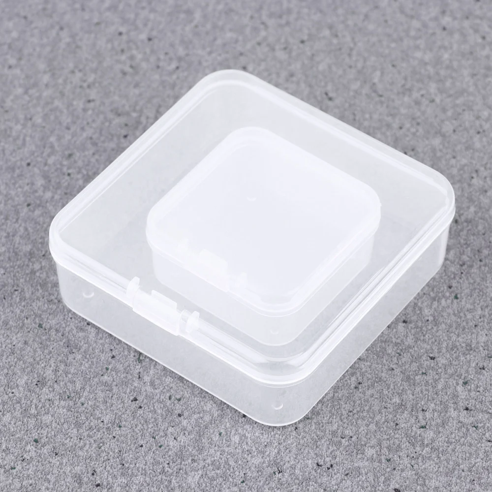 24 Pcs Small Transparent Square Clamshell Storage Box Jewelry Organizer Sundries Container Earring Bracelet Holder for Office Home Jewelry Shop Display Supplies (2cm and 2.5cm Height Style, 12 for Each)