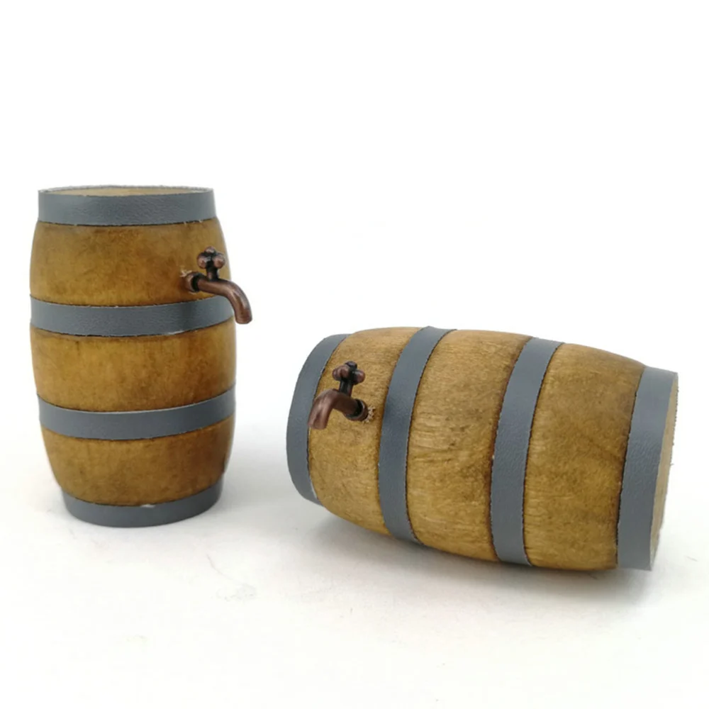 Simulated Bar Wooden Barrel Pocket Decoration Toys Photograph Layout Props Wooden Ornaments for Doll House Micro World (With Faucet)